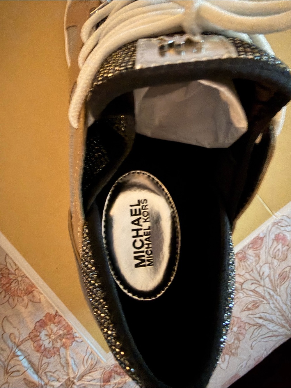 Michael Kors Tan, Gray & White Knit Sneakers - Picture 8 of 8